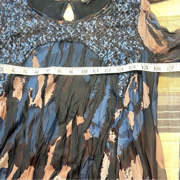 Picadilly Canada,Lace Yoke Long Dress - Blue/Taupe, Excellent Condition, Size S - Picture 9 of 11